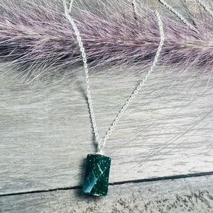 Green Sandstone Sterling Silver Necklace